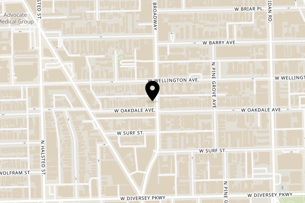 Map showing the location of Coo Thai Cuisine on 2932 N Broadway in Chicago